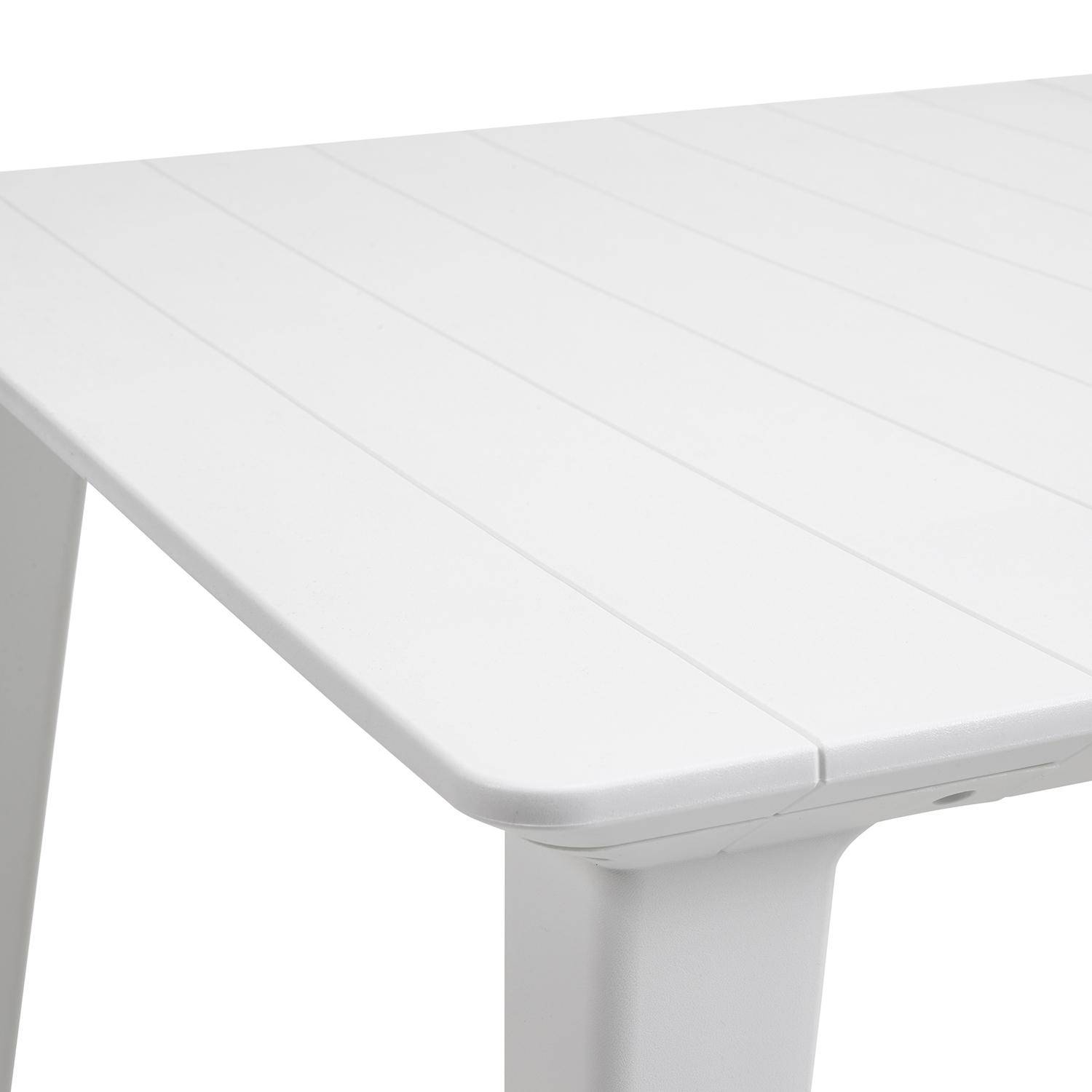 Weißer Gartentisch mit Verlängerung aus Kunstharz, Lima 240, Rechteckig, 160 bis 240cm + stapelbare Gartensessel Samanna,sweeek,Photo4