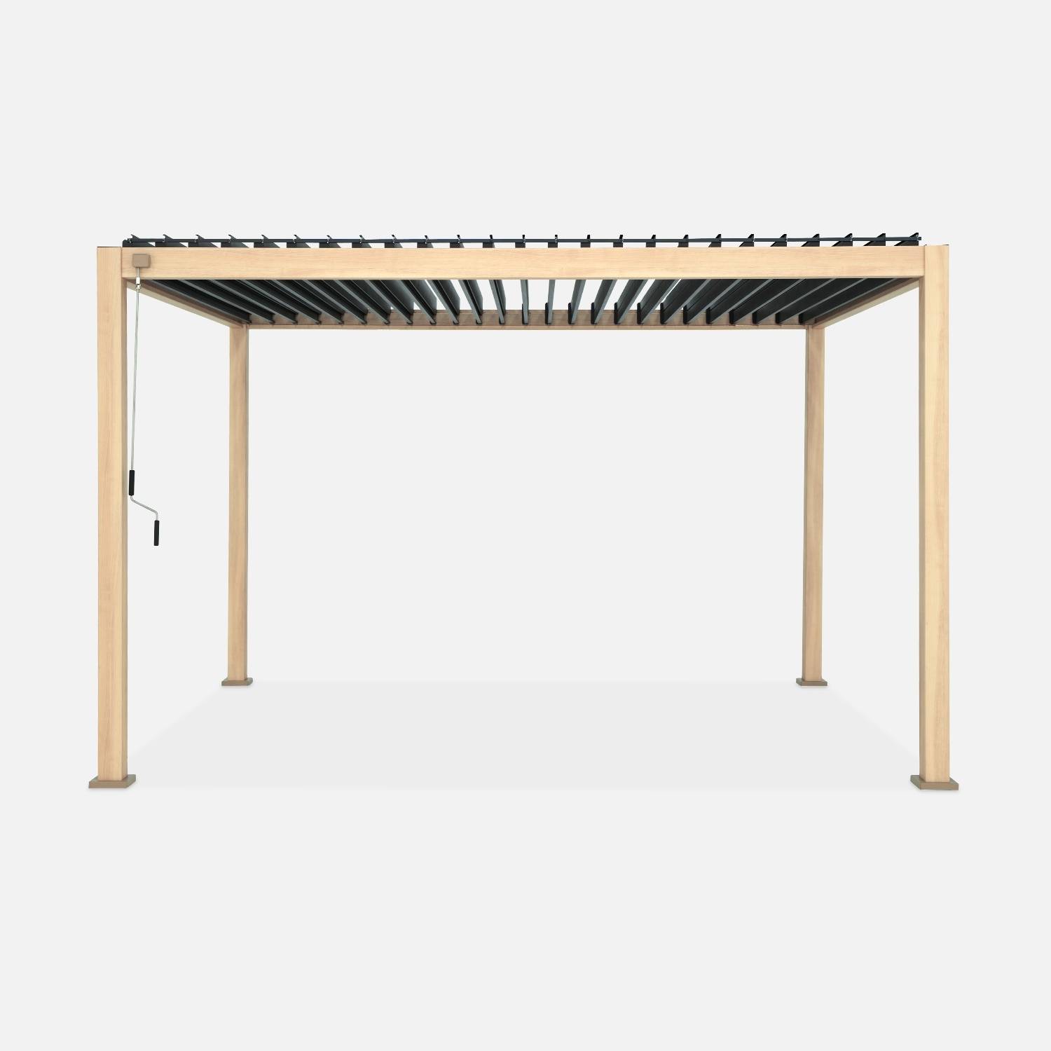 Bioklimatische Pergola mit Lamellendach holzfarben hell 3x4m