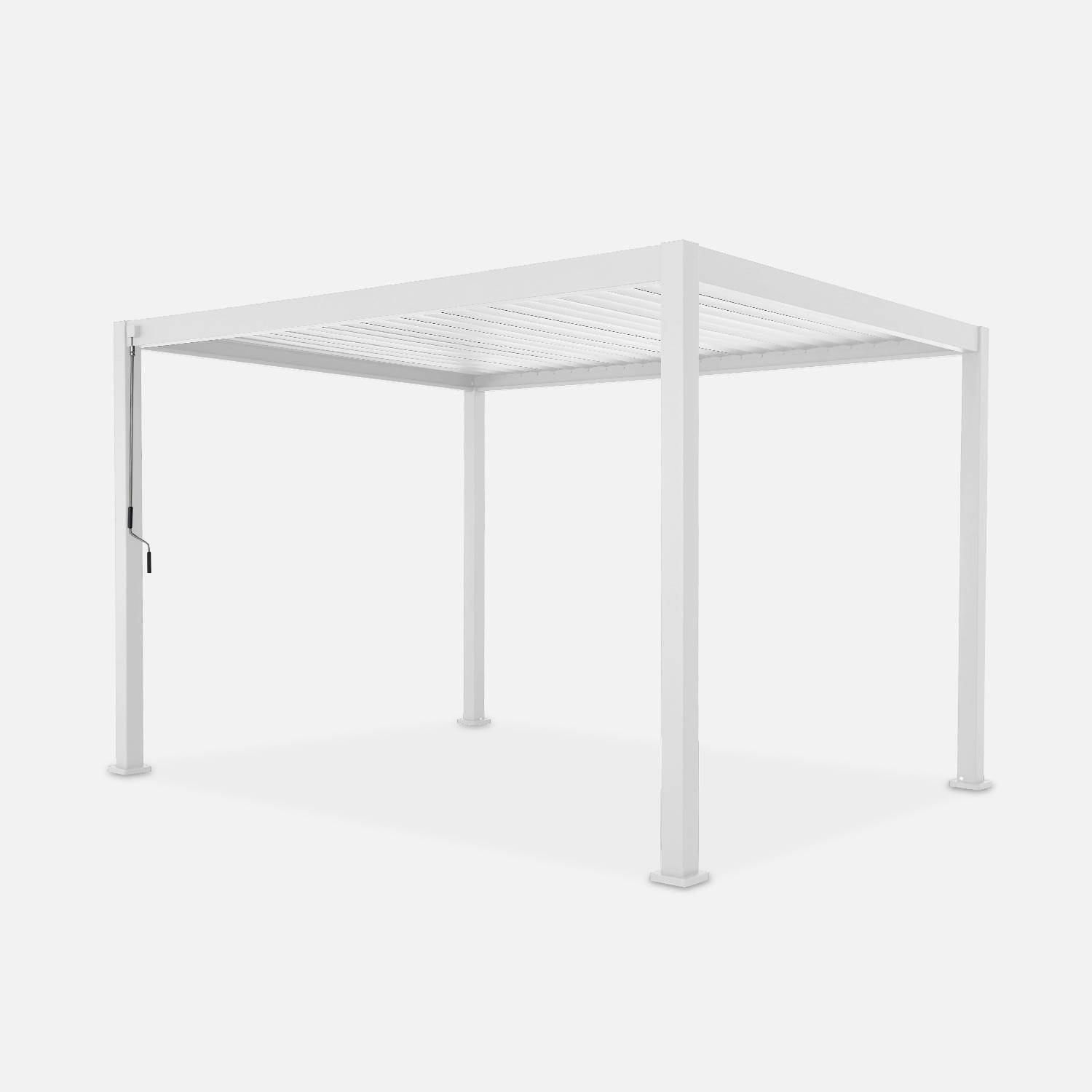 3x4m louvered aluminium pergola with adjustable roof slats, White