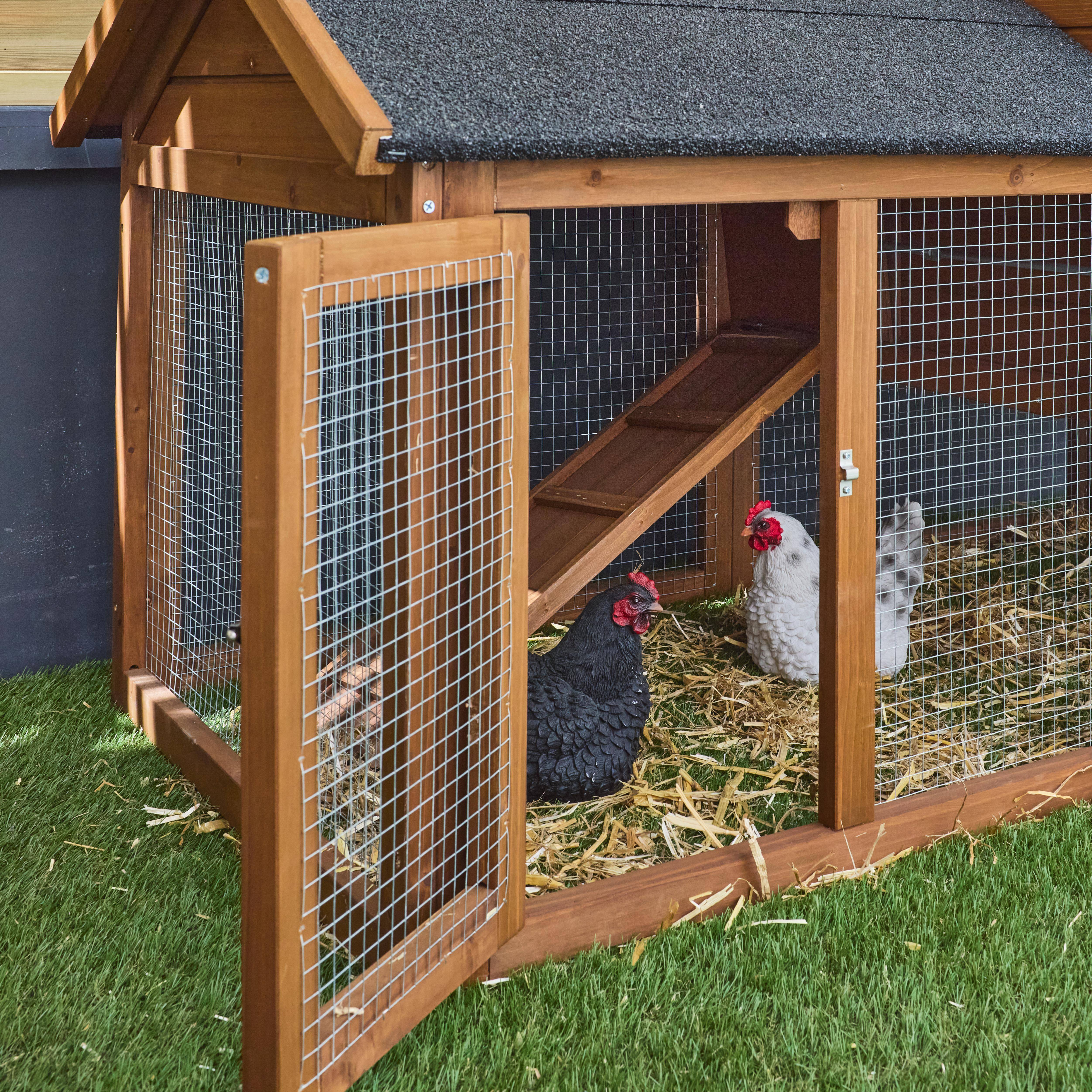 Poulailler en bois GALINETTE, 3 poules, cage à poule avec enclos,sweeek,Photo3