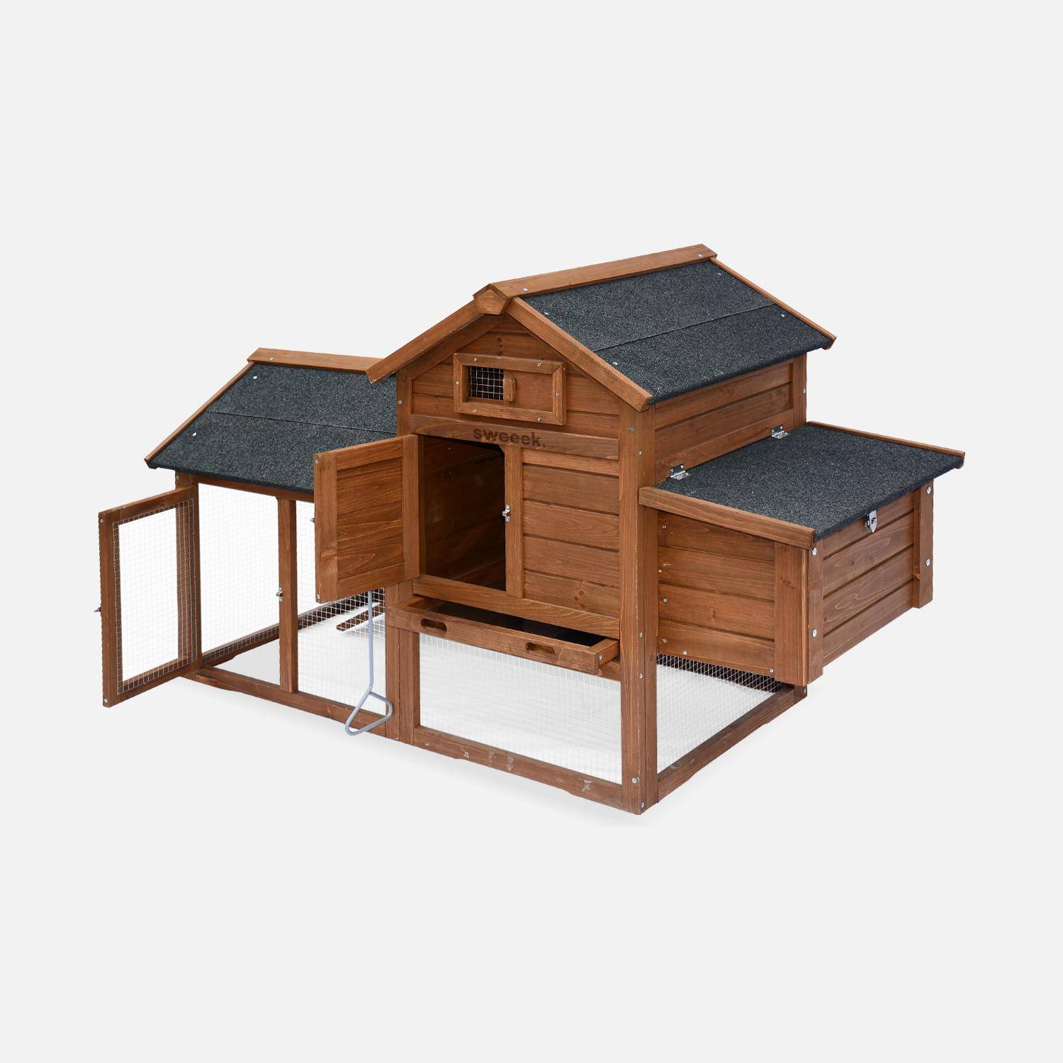 Galinheiro de madeira com curral para 3 galinhas, Galinette, Madeira, 151x69.5x92.5 cm Photo5 Galinheiro de madeira com curral para 3 galinhas, Galinette, Madeira, 151x69.5x92.5 cm Photo5