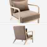 Design zetel van hout en stof, 1 vaste rechte zitting, kompaspoten, Scandinavische stijl Photo6