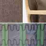 Design zetel van hout en stof, 1 vaste rechte zitting, kompaspoten, Scandinavische stijl Photo7
