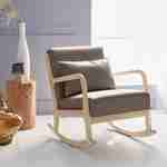 Design schommelstoel van hout en stof, 1 plaats, Scandinavische look, bruin Photo2