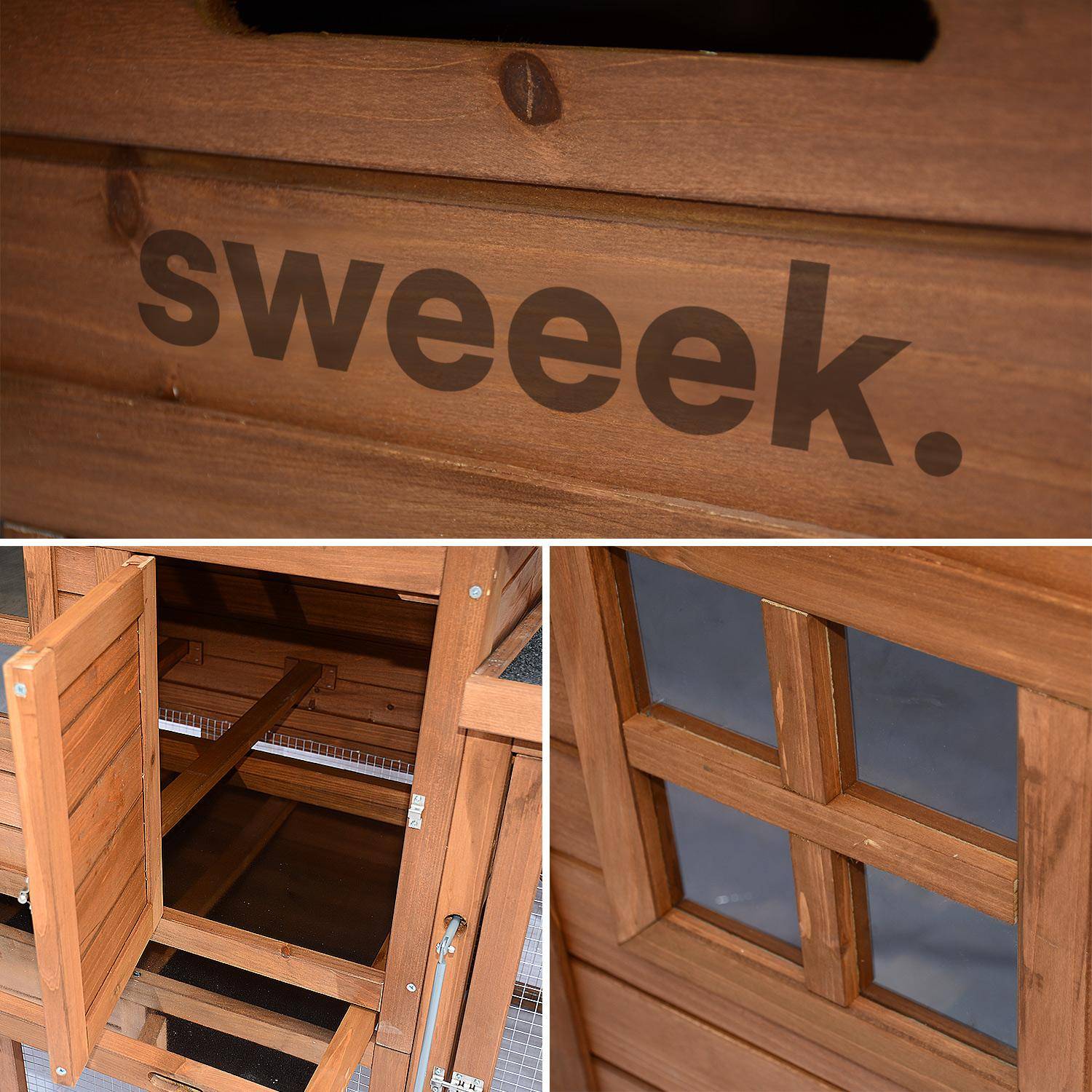 Gallinero de madera con corral para 4 gallinas, Geline, Madera, 193x62x114.5 cm Photo6