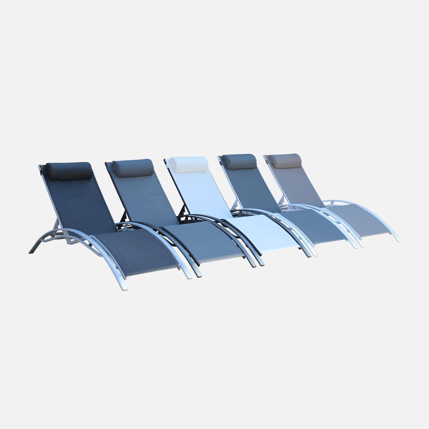 2er Set Sonnenliegen aus Aluminium - anthrazit- Liegestühle aus Aluminium und Textilene - Louisa,sweeek,Photo6