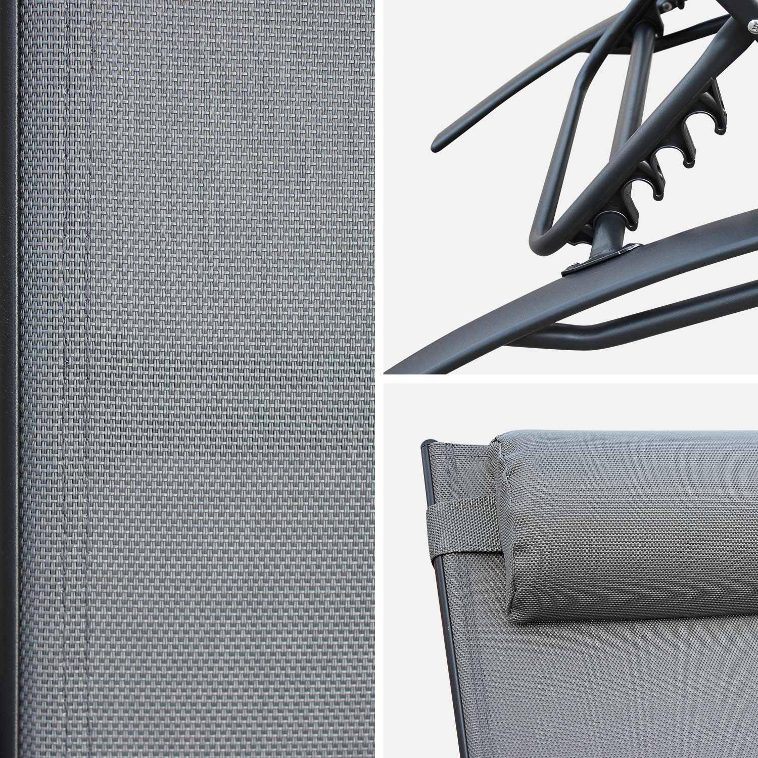 Tumbonas de aluminio antracita y textileno gris| Louisa x2 Photo5