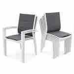 Ausziehbarer Tisch Gartengarnitur - Chicago Weiß/Graumeliert - Aluminiumtisch 175/245 cm mit Verlängerung und 8 Sitzen aus Textilene Photo7