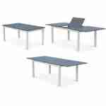 Ausziehbarer Tisch Gartengarnitur - Chicago Weiß/Graumeliert - Aluminiumtisch 175/245 cm mit Verlängerung und 8 Sitzen aus Textilene Photo4