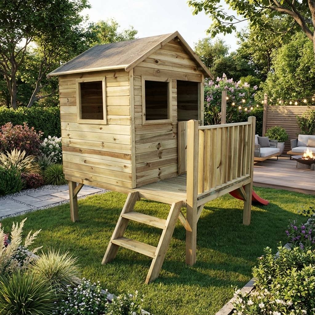 Afdekking voor tuinhuisjes voor kinderen, afdekking voor tuinhuisjes voor kinderen, Oxford-weefsel 420D, uv-bestendig en stofdicht, afdekking voor kinderspeelhuisje (L 220 x B 174 x H 173 cm