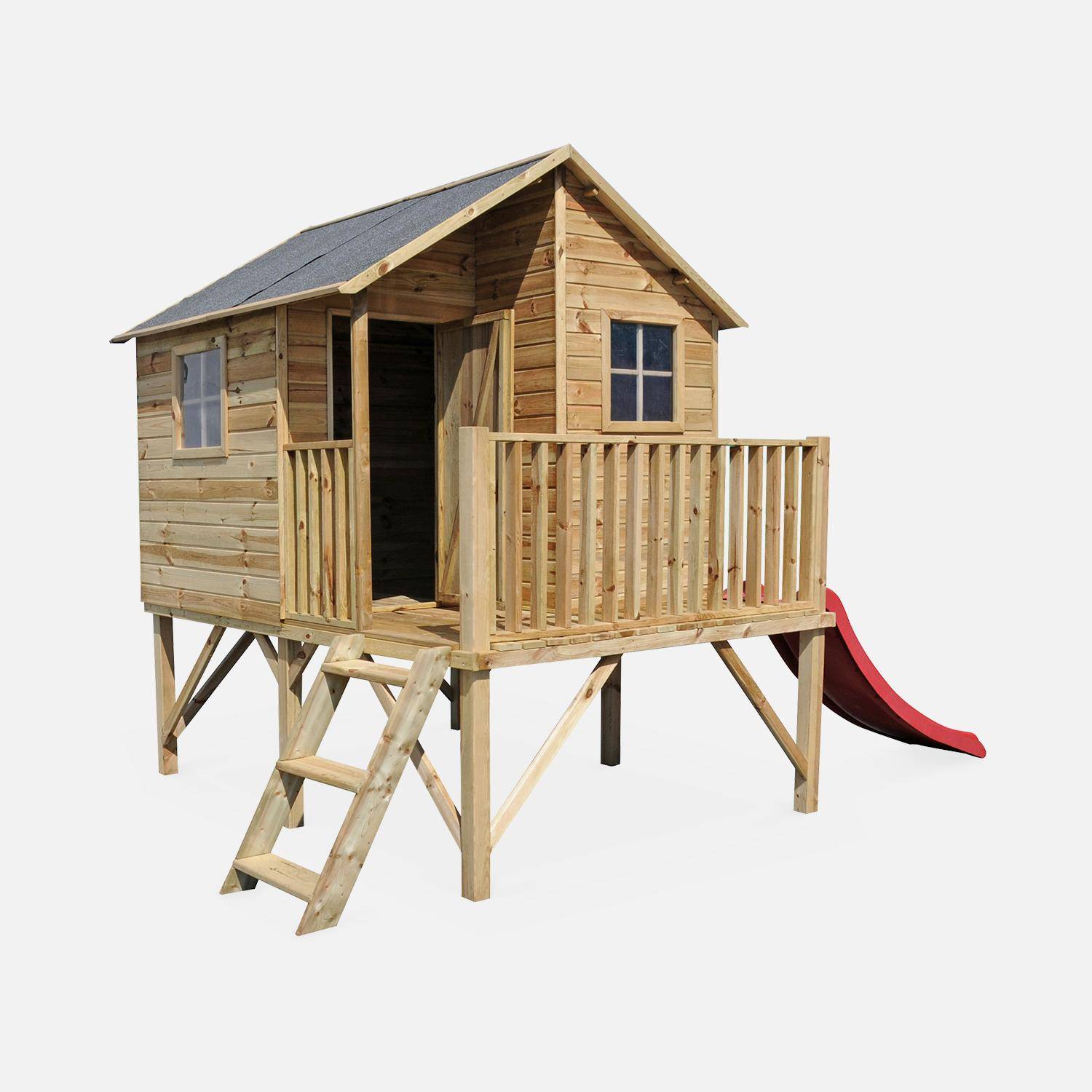 Small house with wooden slide of 3.8m², Orchid - on stilts hut in autoclave pine,sweeek,Photo2