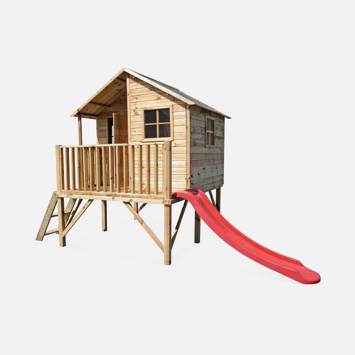 Small house with wooden slide of 3.8m², Orchid - on stilts hut in autoclave pine,sweeek,Photo3