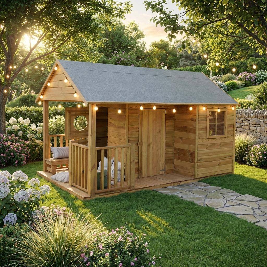 Small house with a 4.5 m² wooden veranda, Rose - autoclave pine cabin,sweeek,Photo1