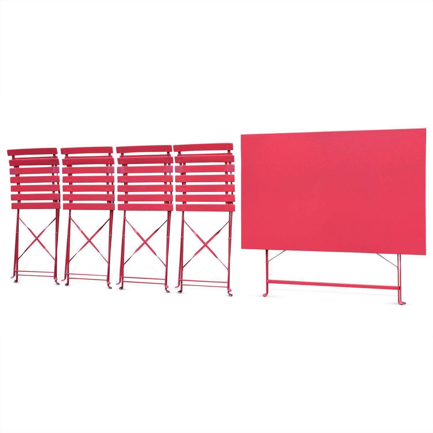 Ensemble bistrot rectangulaire pliable Emilia 4 places en acier thermolaqué finition mate Photo6