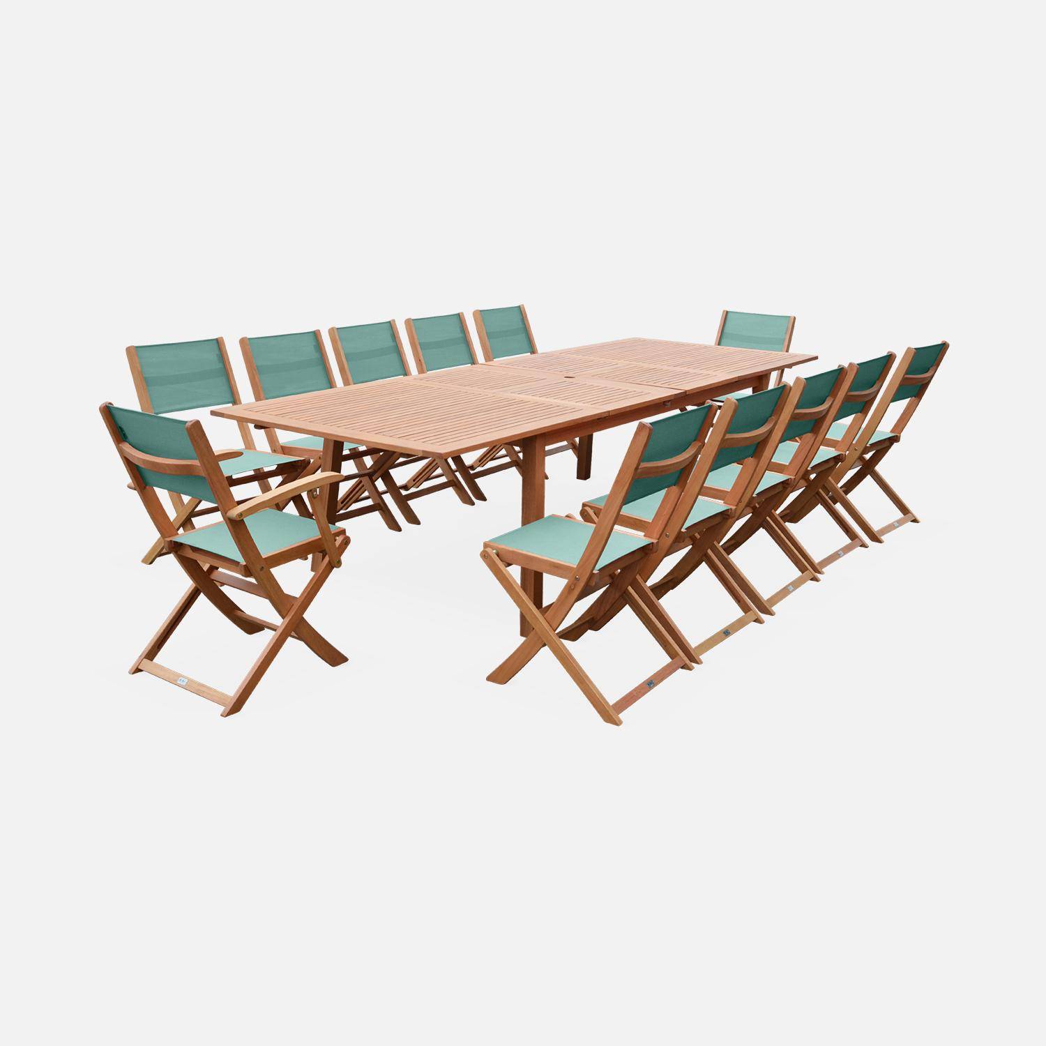 Table de jardin en bois 200-250-300cm - Almeria - Grande table rectangulaire avec allonge eucalyptus FSC, Intérieur / Extérieur  Photo10