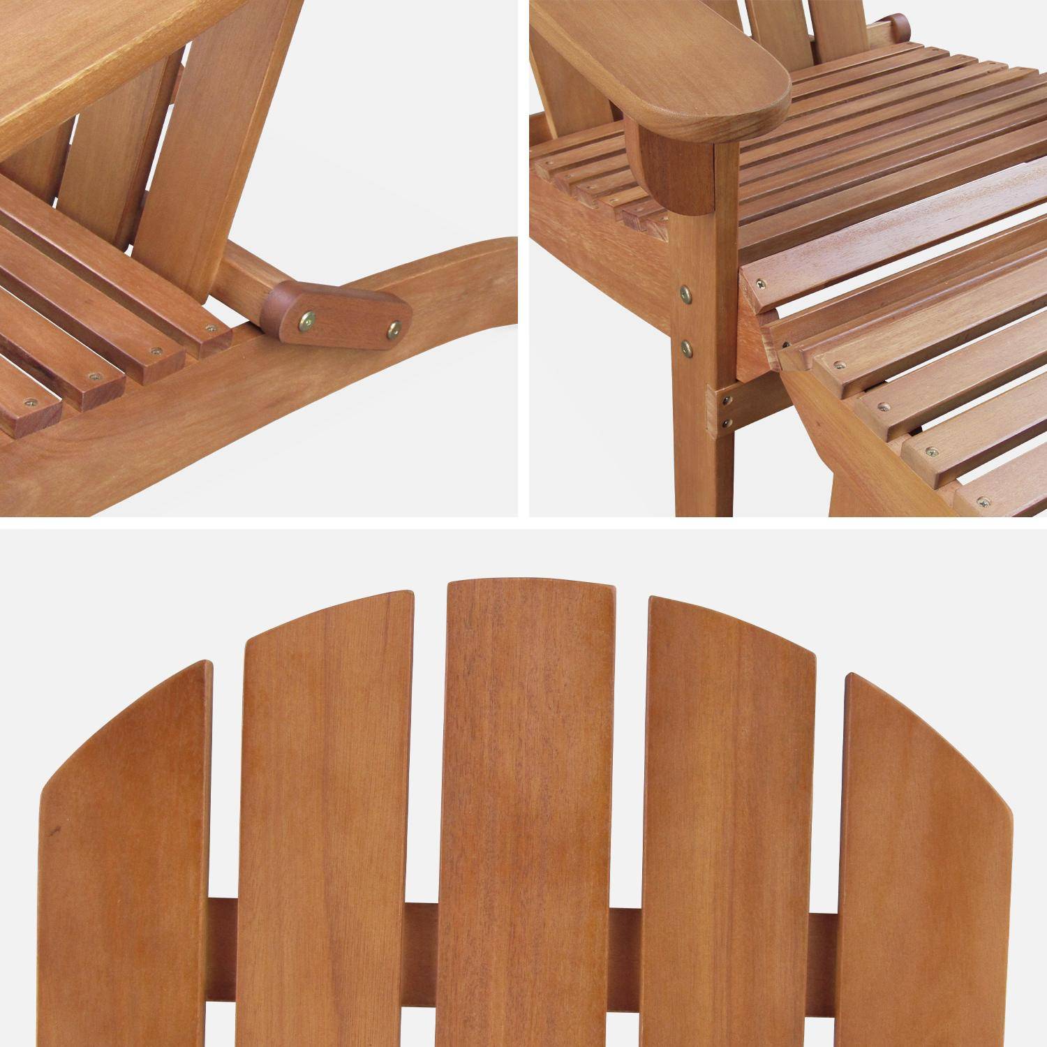 Sillón de jardín de madera con reposapiés / mesa de centro - Adirondack Salamanca - Eucalyptus FSC, silla de patio retro, silla de playa plegable,sweeek,Photo5