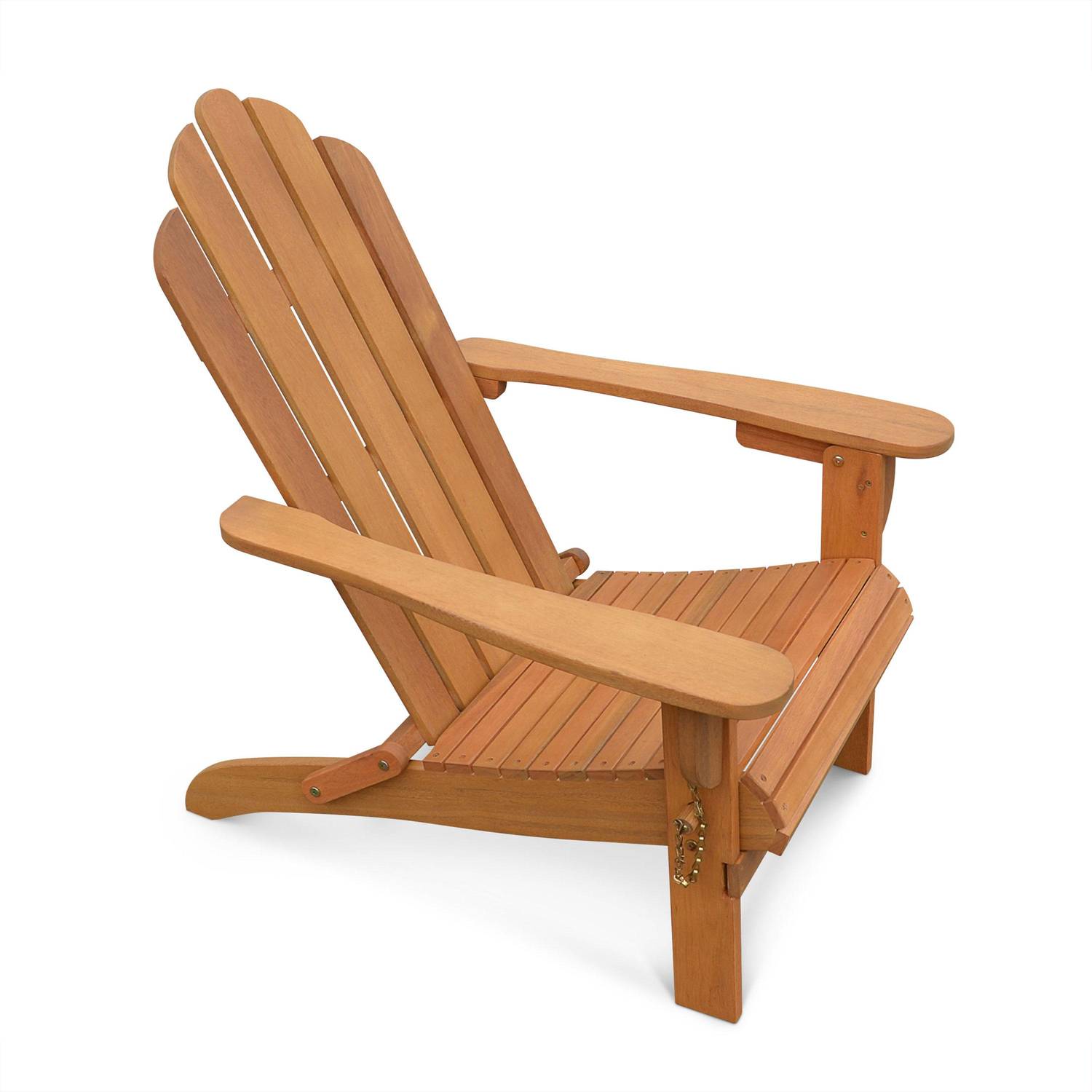 Foldable wooden eucalyptus retro garden armchair - Adirondack Salamanca - Natural wood colour Photo1