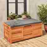 Coffre de jardin en bois 200L - Caja gris- 125x60cm rangement coussins avec 2 vérins et poignées Photo1