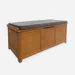 Coffre de jardin en bois 200L - Caja gris- 125x60cm rangement coussins avec 2 vérins et poignées Photo2