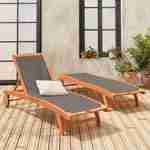 Lettini prendisole in legno - modello: Marbella, colore: Grigio antracite - 2 sdraio in legno di Eucalipto FSC oliato e textilene, colore: Grigio/Antracite Photo2