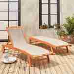 Lettini prendisole in legno - modello: Marbella, colore: Grigio/Talpa - 2 sdraio in legno di eucalipto FSC, oliato e textilene, colore: Grigio/Talpa Photo2