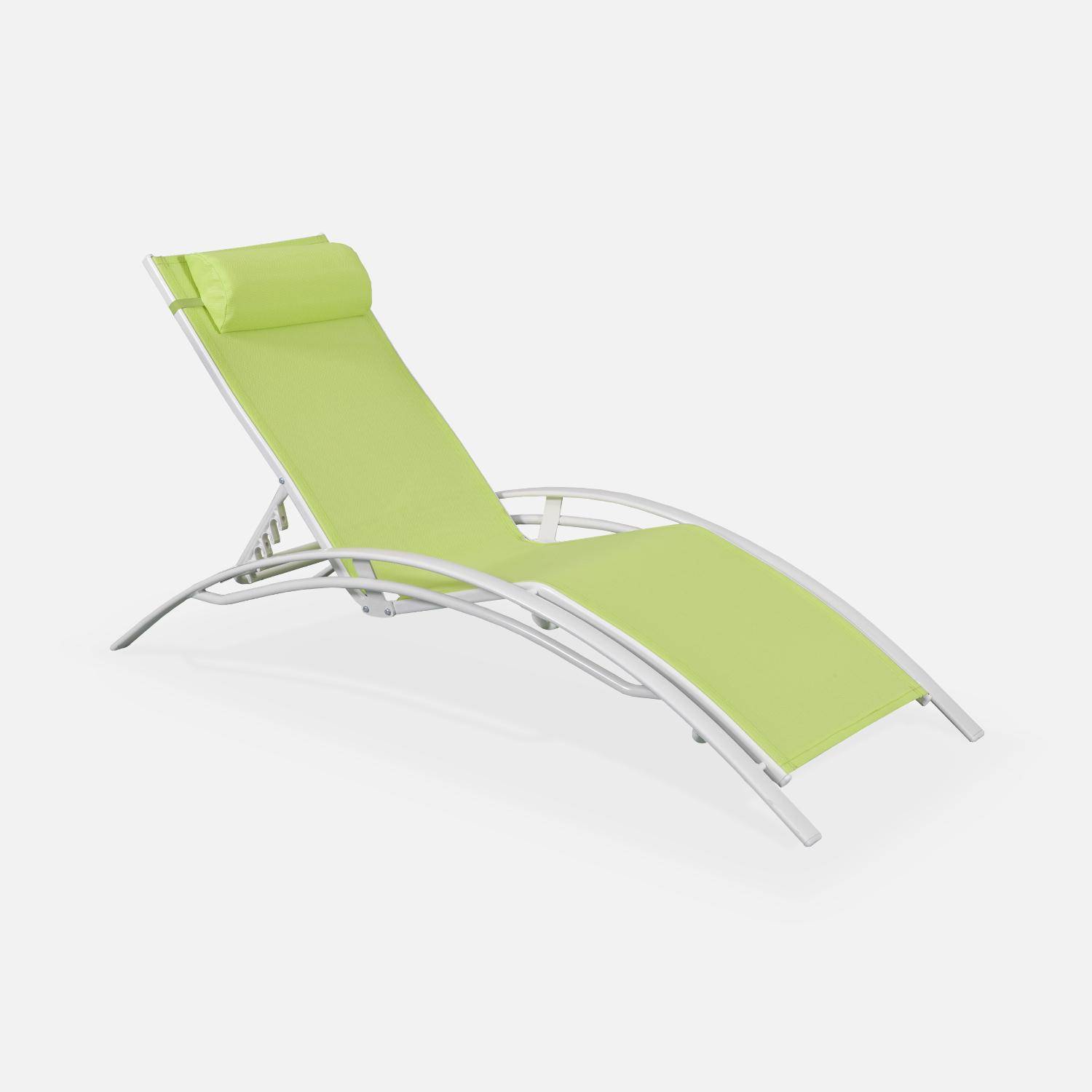 2er Set Sonnenliegen aus Aluminium - apfelgrün - Liegestühle aus Aluminium und Textilene - Louisa Photo3