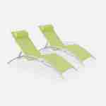 2er Set Sonnenliegen aus Aluminium - apfelgrün - Liegestühle aus Aluminium und Textilene - Louisa Photo2