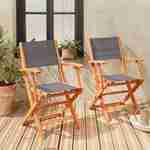 Poltrone da giardino in legno e textilene - modello: Almeria, colore: Antracite - 2 poltrone pieghevoli in legno di eucalipto FSC oliato e textilene Photo1