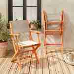 Fauteuils de jardin en bois et textilène - Almeria Gris taupe - 2 fauteuils pliants en bois d'Eucalyptus FSC huilé et textilène Photo3