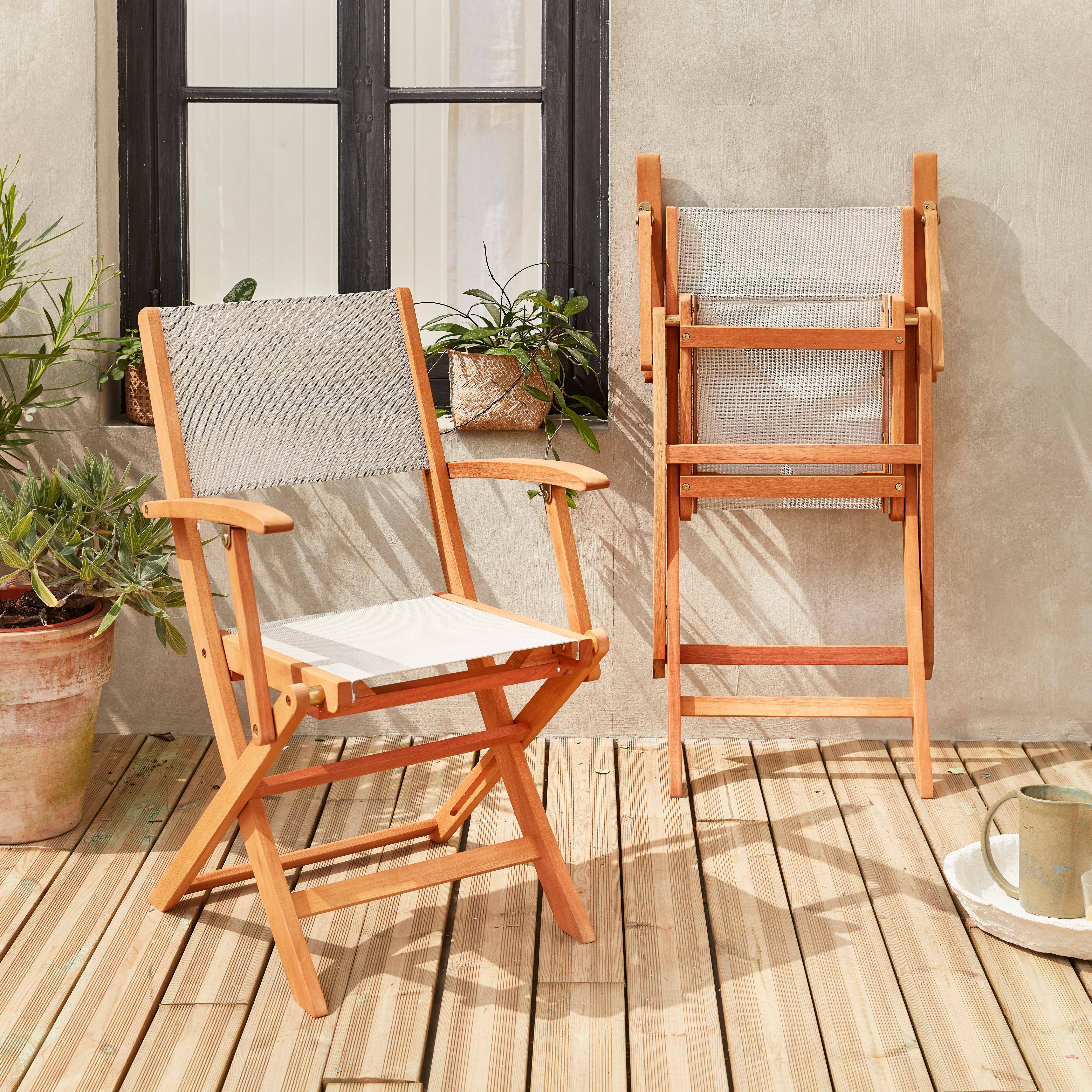 Pareja de sillas de mesa de jardín, Eucalipto, Natural,sweeek,Photo2