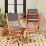 Gartenstühle aus Holz und Textilene - Almeria anthrazit - 2 Klappstühle aus geöltem FSC Eukalyptusholz und Textilene Photo2