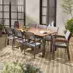 Conjunto de mobiliário de jardim em madeira Sevilha mesa extensível em alumínio 200/250 cm com extensão, 8 cadeirões, em alumínio, madeira de eucalipto FSC oleada e textilene cinzento taupe Photo4