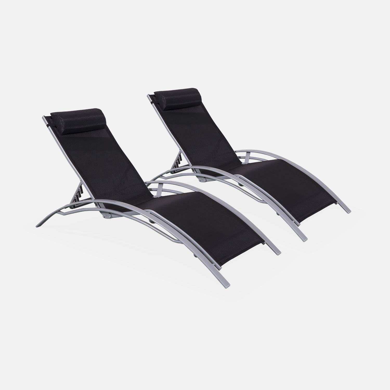 Tumbonas de aluminio y textileno negro | Louisa x2,sweeek,Photo3