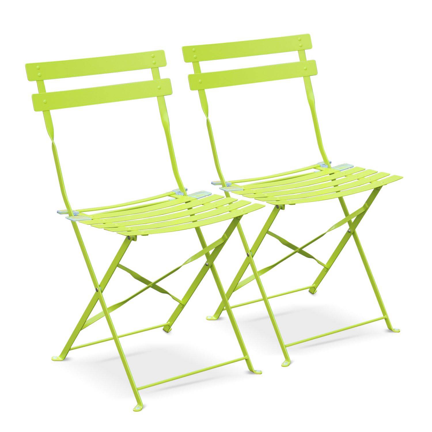 Lotto di 2 sedie da giardino, pieghevoli - modello: Emilia, colore: Verde - Acciaio termolaccato | sweeek