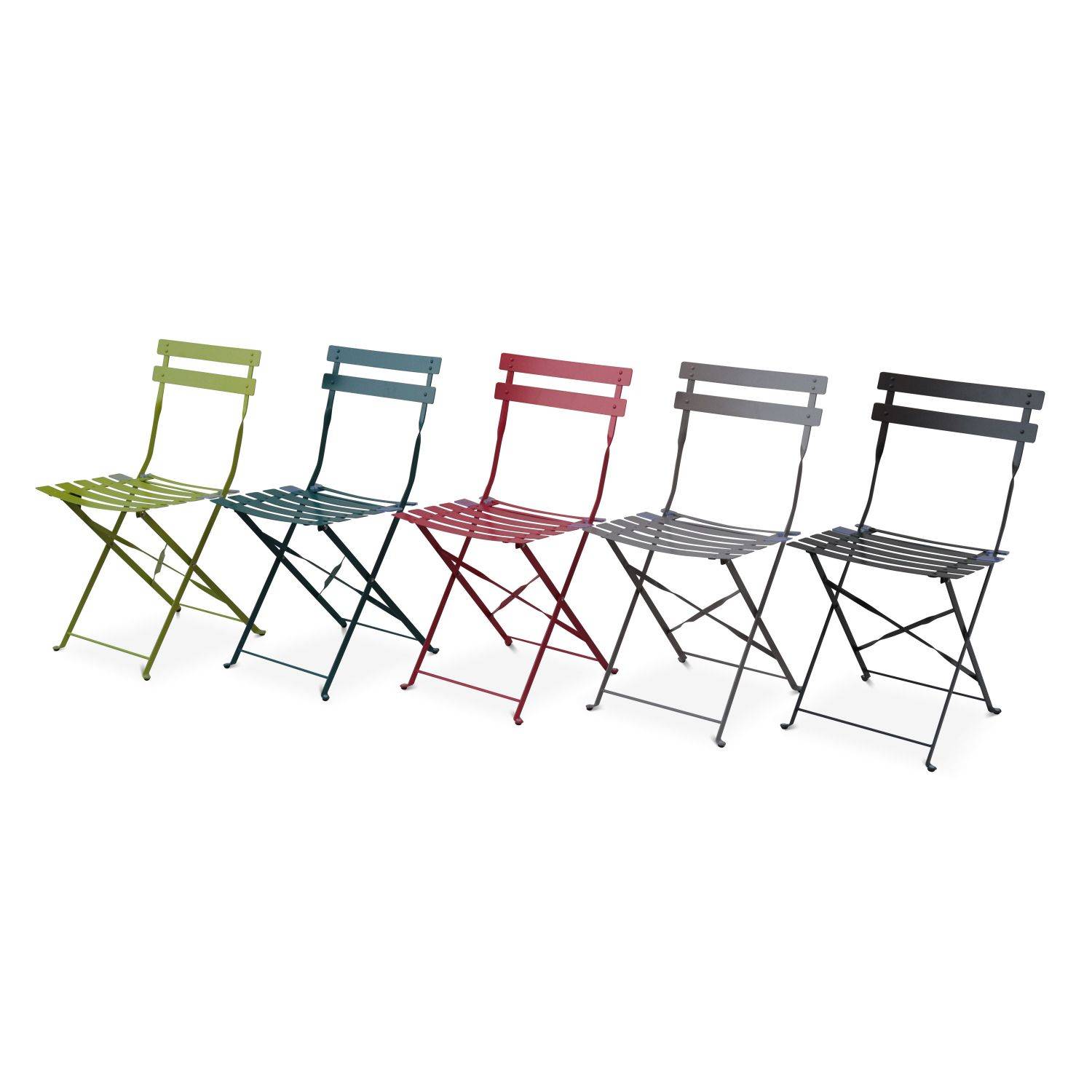 Lotto di 2 sedie da giardino, pieghevoli - modello: Emilia, colore: Rosso lampone - Acciaio termolaccato Photo5