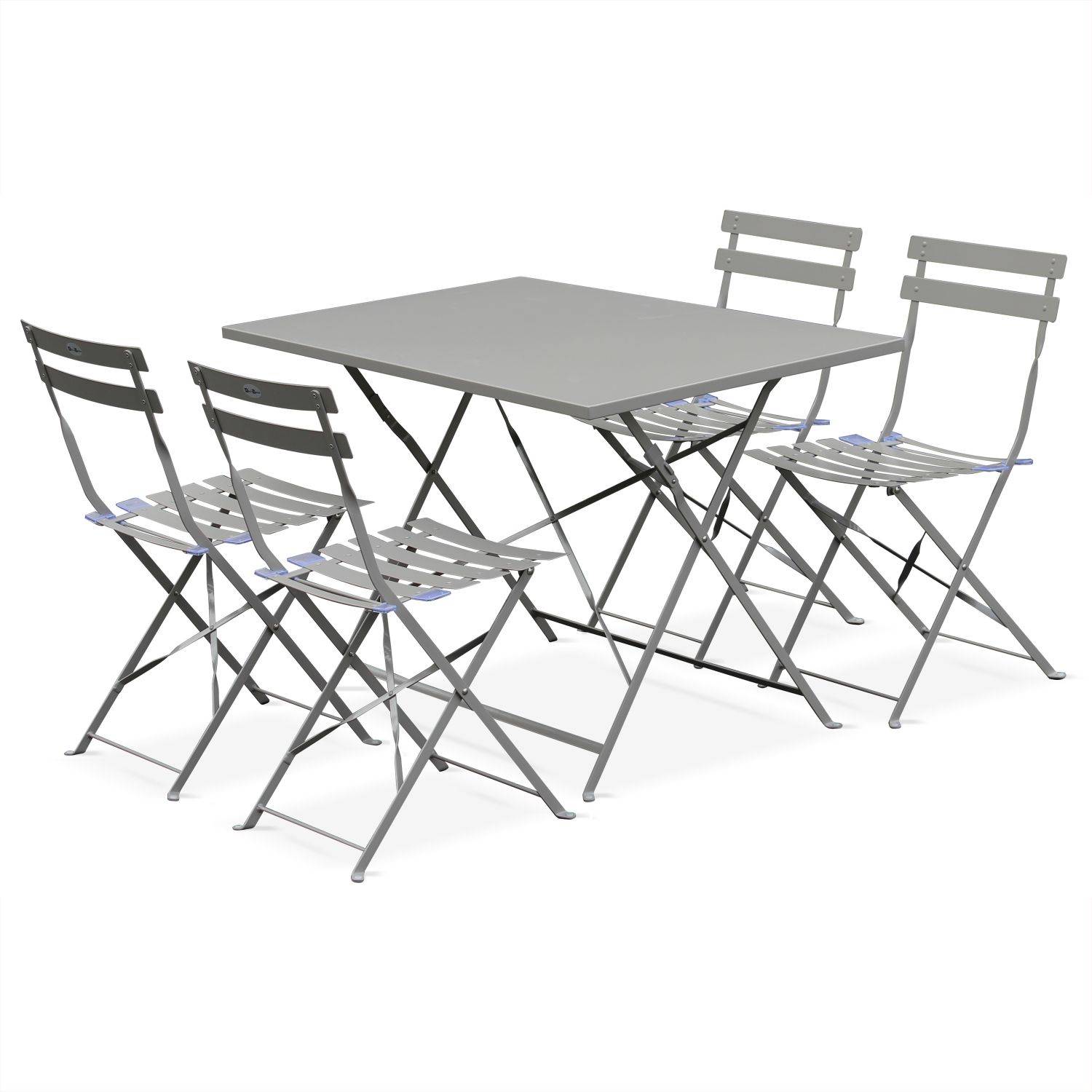 Klappbarer Bistro-Gartentisch - Emilia Rechteckig grau taupe - Rechteckiger Tisch 110x70cm aus pulverbeschichtetem Stahl Photo4