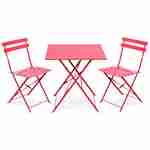 Table jardin bistrot pliable - Emilia carrée rouge framboise- Table carrée 70x70cm en acier thermolaqué Photo4
