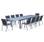 Uitschuifbare tuintafel 235/335cm 2 fauteuils, 8 stoelen van aluminium en textileen - 10 plaatsen | sweeek