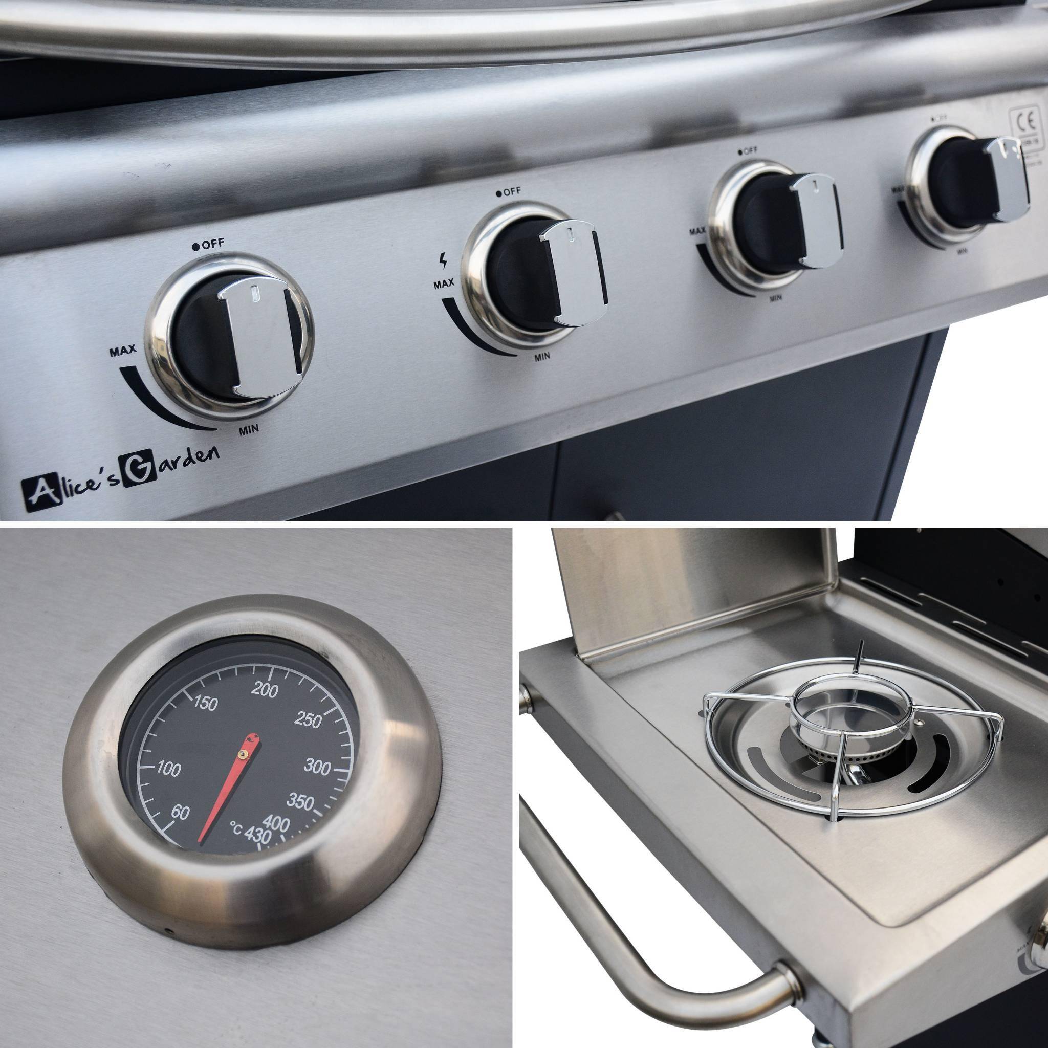 Barbecue a gas modello Albert | Barbecue 4 bruciatori + 1 bruciatore laterale Inox Photo5