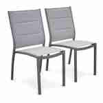 Chicago set, 1 tafel met een verlengstuk,  2 fauteuils, 6 stoelen uit aluminium en textileen Photo6