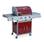 Barbecue a gas Richelieu rosso, 4 bruciatori di cui 1 fornello laterale 14kW, ripiani grill e plancha | sweeek
