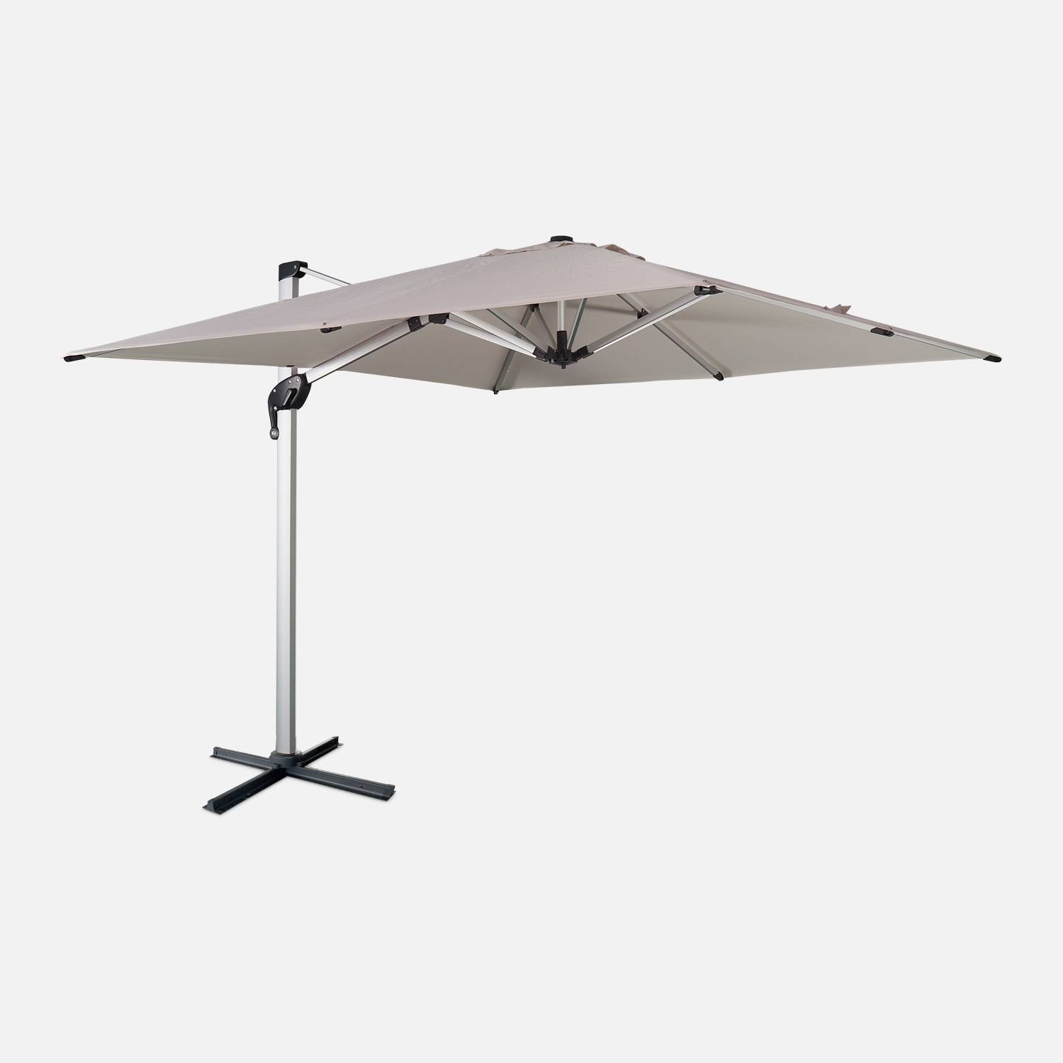 Parasol déporté haut de gamme carré 3x3m - PYLA Beige - Toile Sunbrella, structure aluminium, rotatif | sweeek