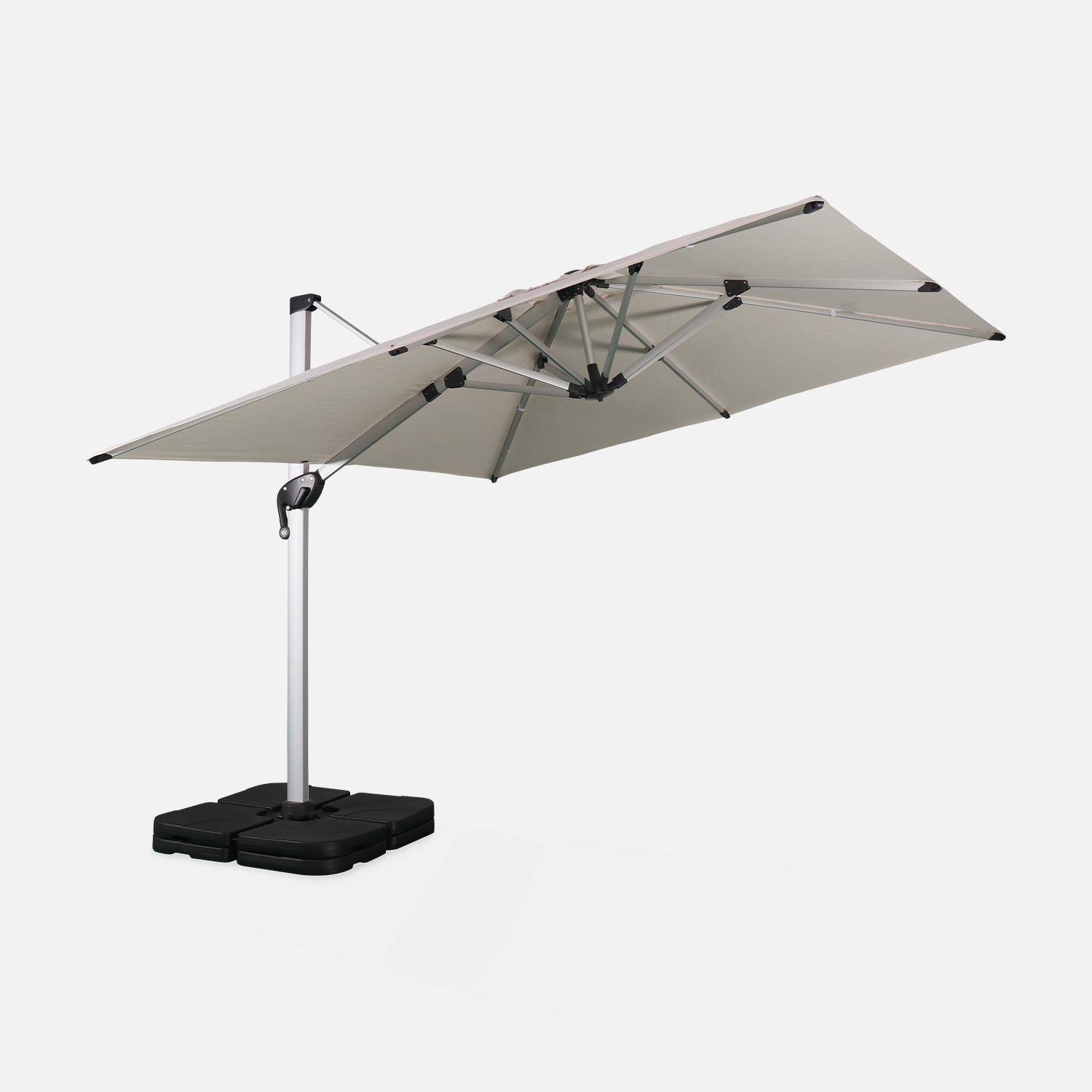 Parasol déporté haut de gamme carré 3x3m – PYLA Beige – Toile Sunbrella fabriquée en France par Dickson , structure en aluminium anodisé, rotatif, housse de protection,sweeek,Photo3
