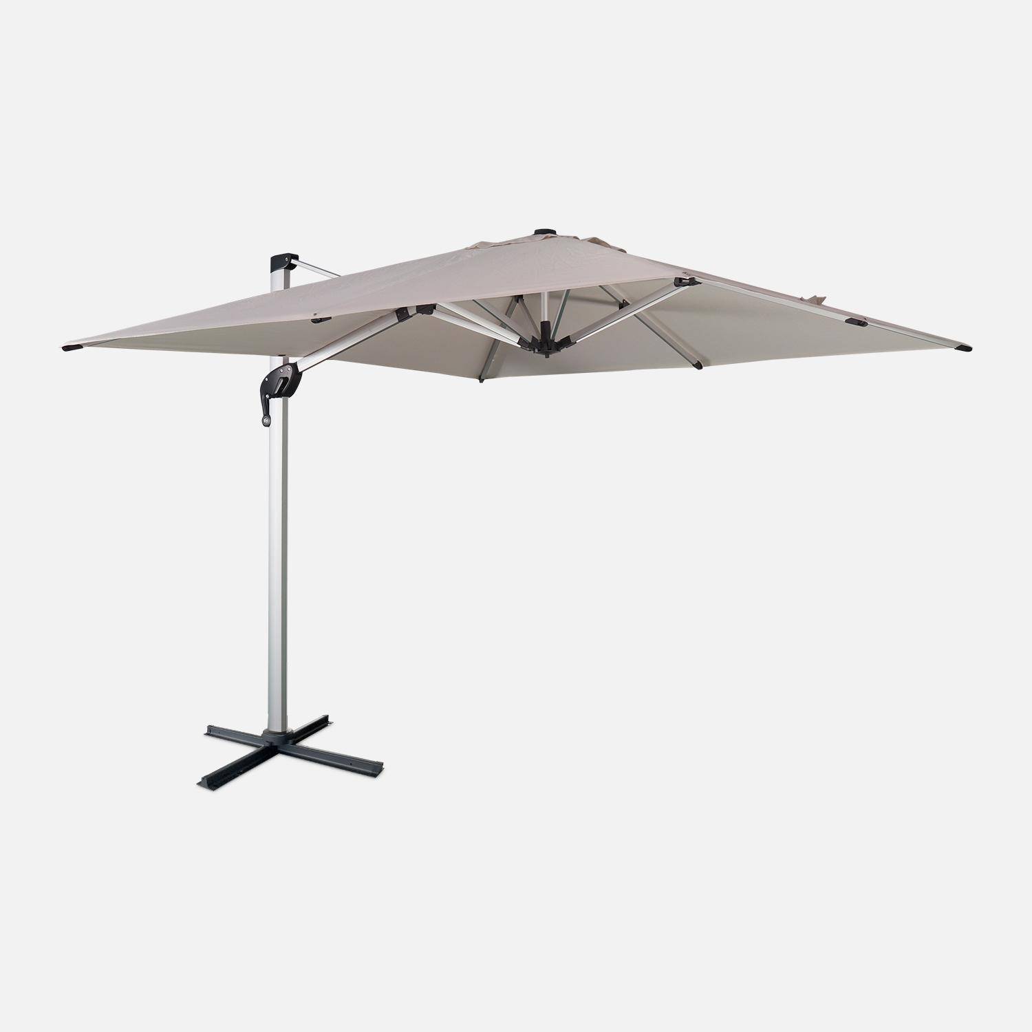 Hoogwaardige zweefparasol rechthoek 3x3m, doek acryl Sunbrella, geanodiseerde aluminium structuur Photo1