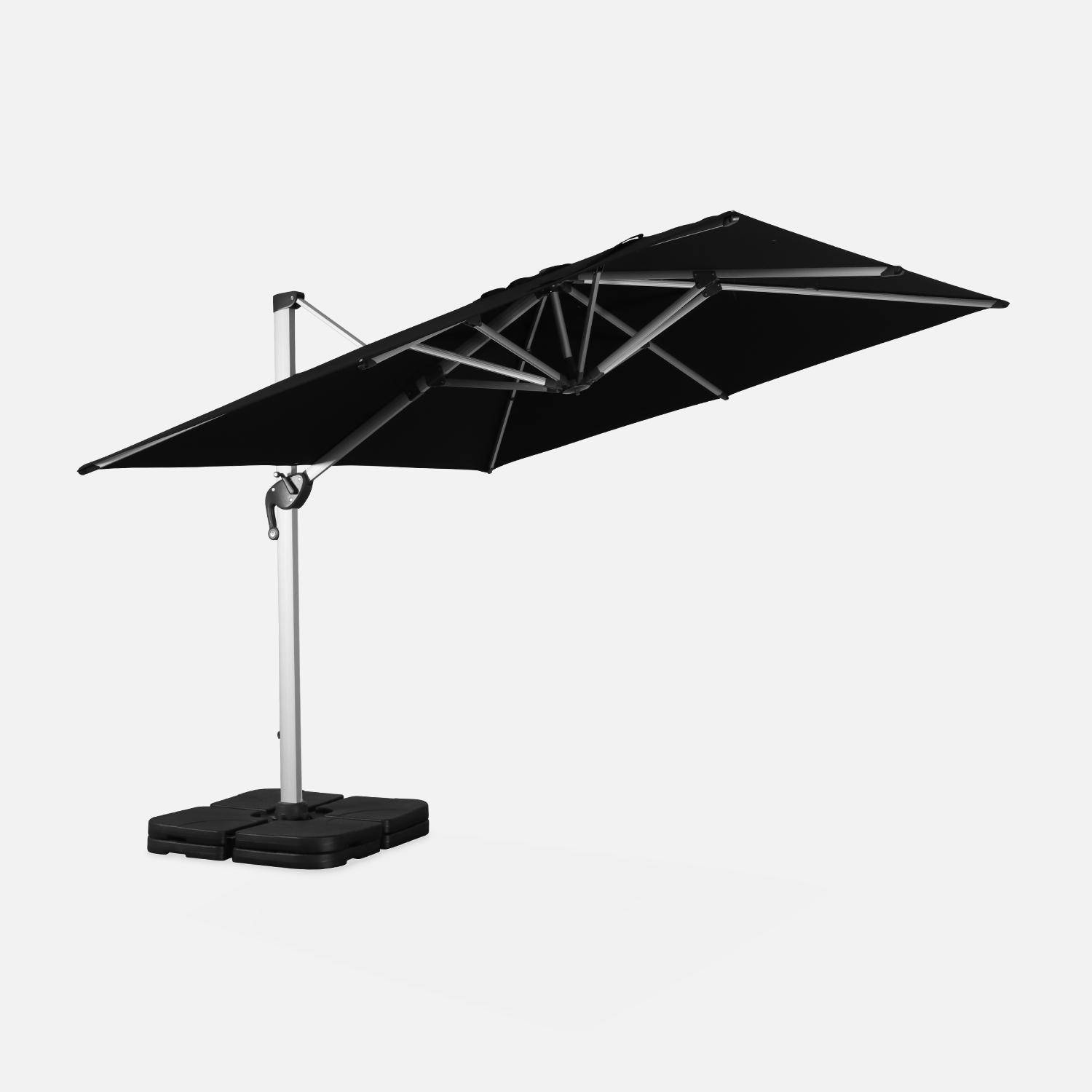 Parasol déporté haut de gamme carré 3x3m – PYLA Noir – Toile Sunbrella ® fabriquée en France par Dickson, structure en aluminium anodisé, rotatif, housse de protection,sweeek,Photo3