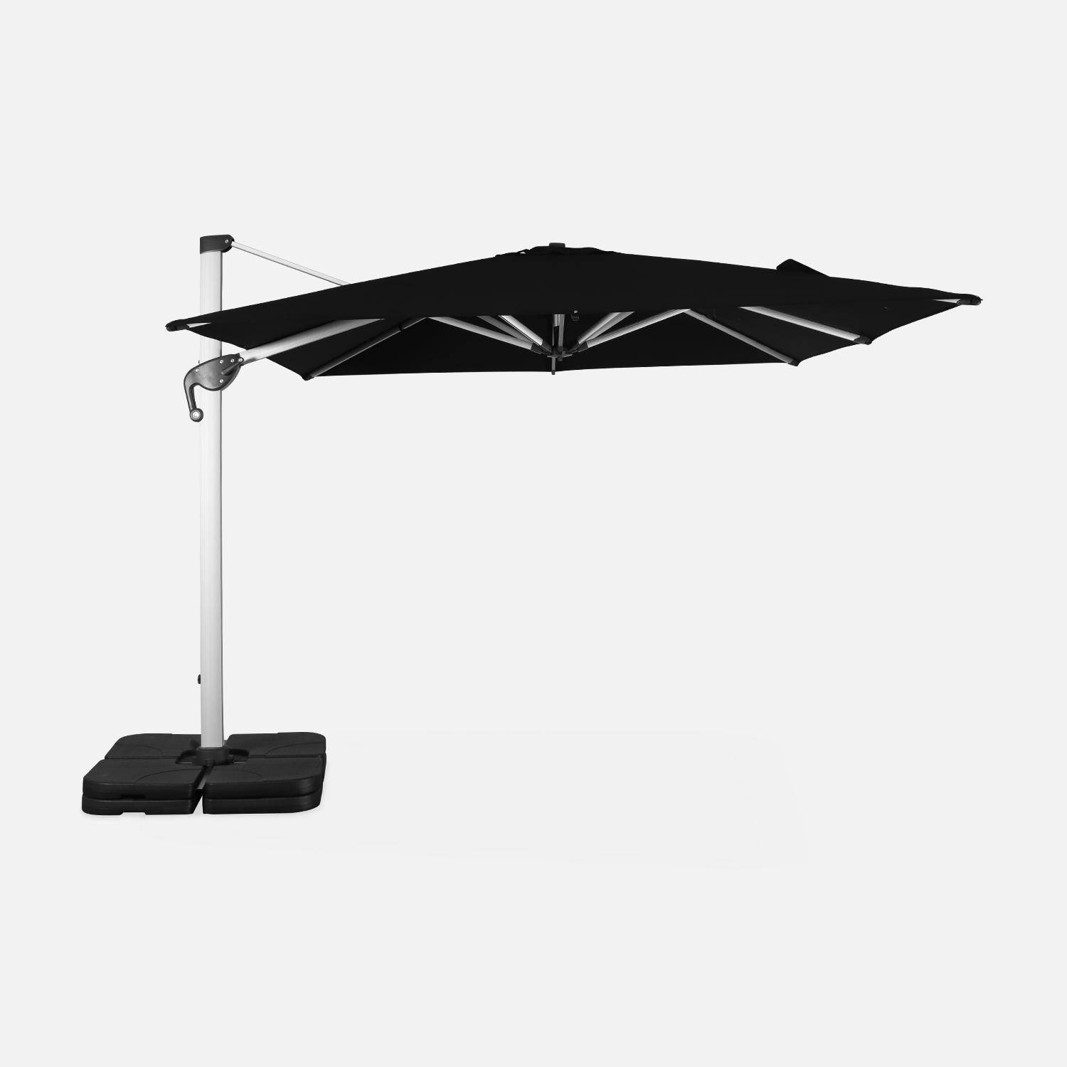 Parasol déporté haut de gamme carré 3x3m – PYLA Noir – Toile Sunbrella ® fabriquée en France par Dickson, structure en aluminium anodisé, rotatif, housse de protection,sweeek,Photo2