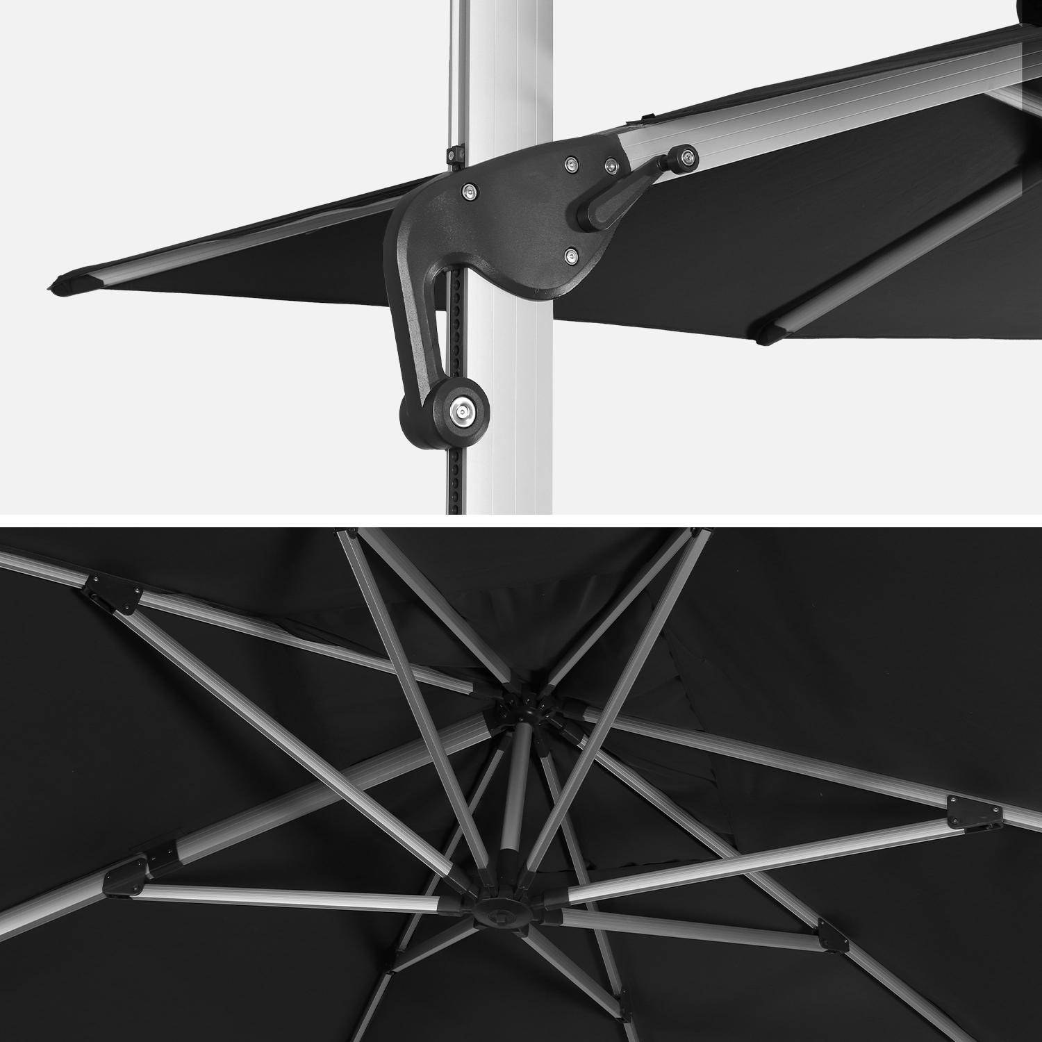 Hoogwaardige zweefparasol rechthoek 3x3m, doek acryl Sunbrella, geanodiseerde aluminium structuur Photo5