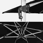Parasol déporté haut de gamme rectangulaire 3x4m – PYLA Noir – Toile Sunbrella ® fabriquée en France, par Dickson, structure en aluminium anodisé, rotatif,housse de protection Photo6