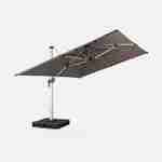 Parasol déporté haut de gamme rectangulaire 3x4m – PYLA Taupe – Toile Sunbrella fabriquée en France, par Dickson, structure en aluminium anodisé, rotatif,housse de protection Photo4