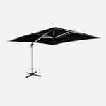 Parasol déporté haut de gamme carré 4x4m – PYLA Noire – Toile Sunbrella ® fabriquée en France, par Dickson, structure en aluminium anodisé, rotatif, housse de protection Photo1